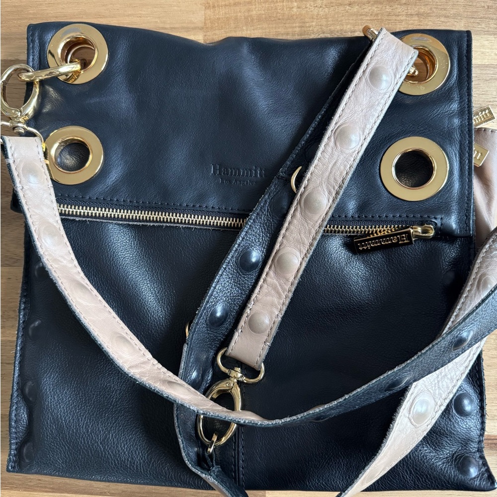 Hammitt Montana Black and Tan Crossbody Bag with Sleek Design - Reversible!